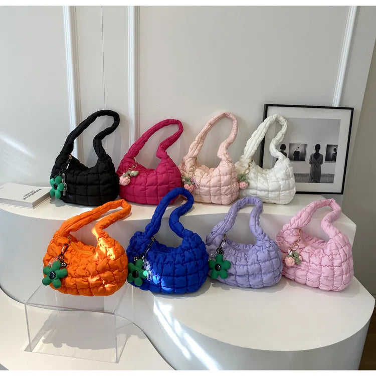 Women's Bag Korean Version Sweet Girly Style Shoulder Bag Fashion Casual Bubble Dumpling Bag Fold Cloud Bag Fashion Exquisite