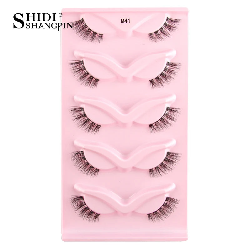 SHIDISHANGPIN Half Lashes Cat Eye Lashes 3D Natural Winged End Eye Elongated Eyelashes Fox Eye lashes Faux Mink Eyelashes Makeup