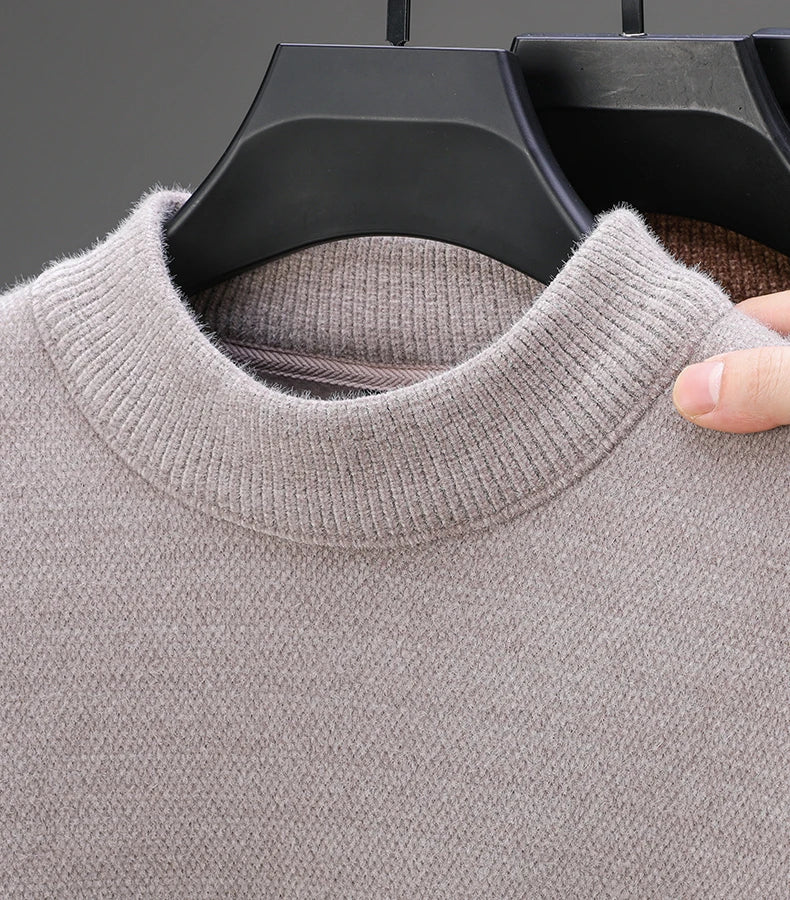 Luxury Brand Men's O-Neck Sweater Autumn/Winter New Item Exquisite Velvet Embroidered Thick Pullover Knitwear Top Men's Clothing