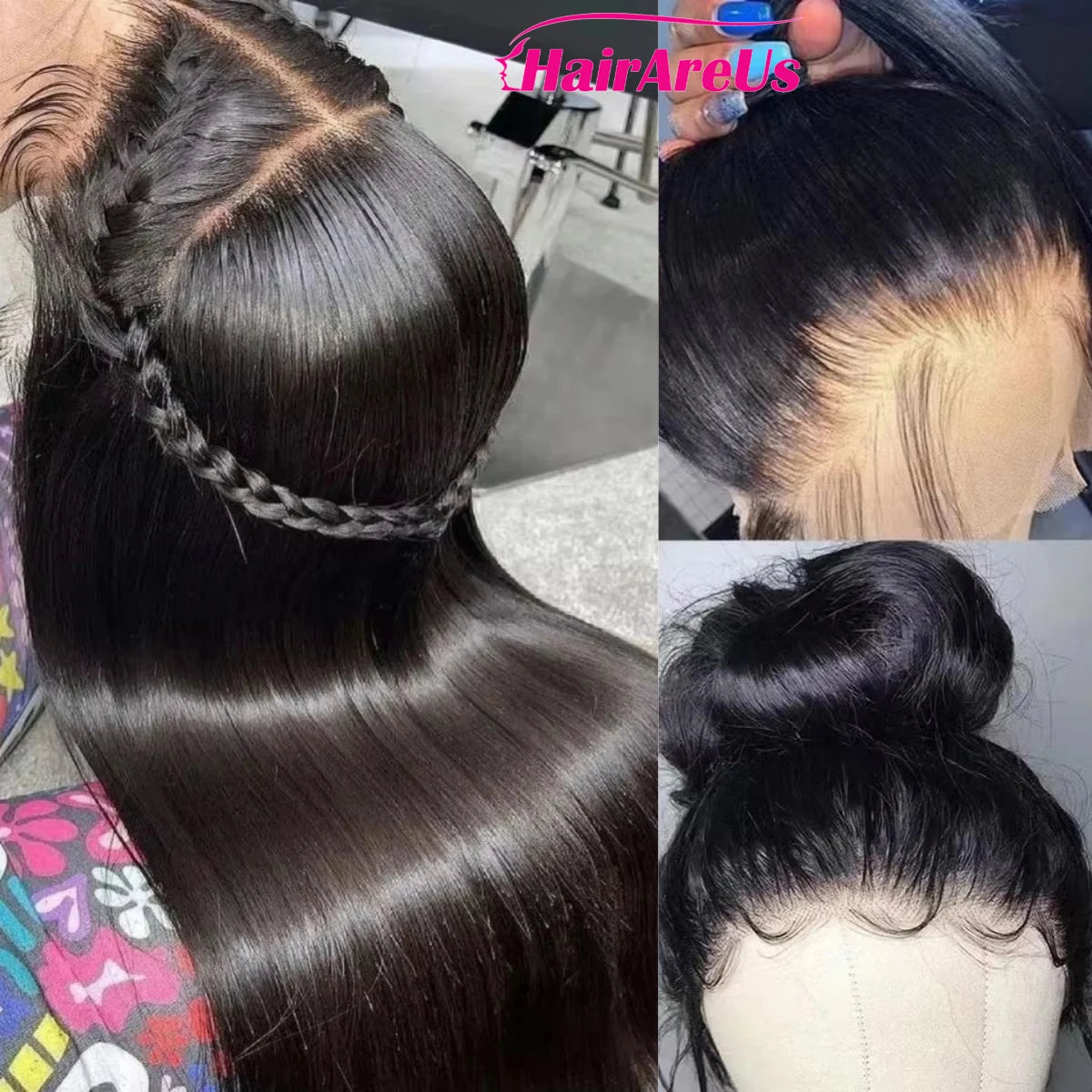 5x7 Glueless 100% Human Hair 13x6 Bone Straight Lace Front Human Hair Wigs 36 Inch 13x6 HD Lace Frontal Wig for Women PrePlucked