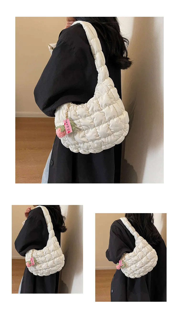 Women's Bag Korean Version Sweet Girly Style Shoulder Bag Fashion Casual Bubble Dumpling Bag Fold Cloud Bag Fashion Exquisite