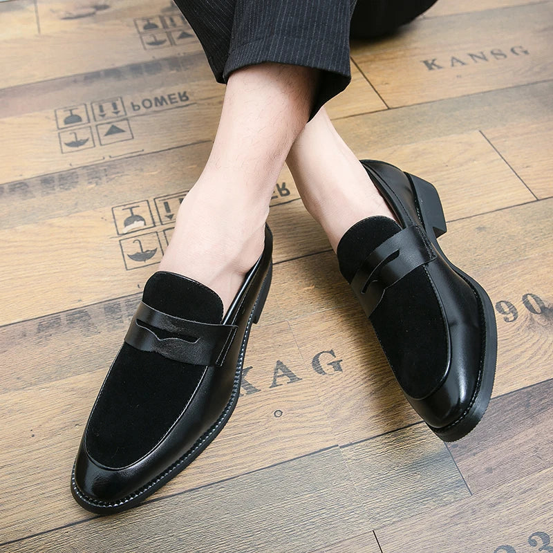 Italian Moccasins Suede Oxford Men Loafers Classic Original Derbies Shoes Pointed Toe Dress Leather Shoes Slip-On Wedding Shoes