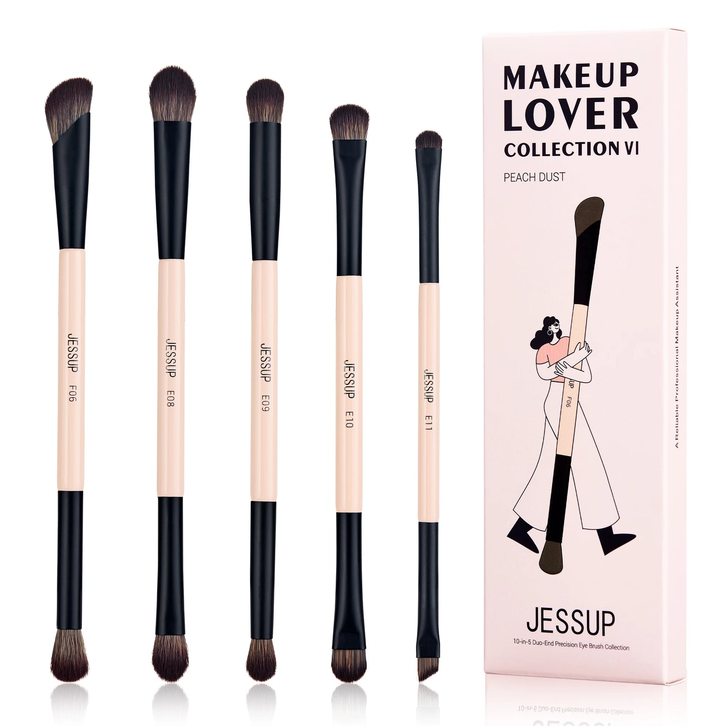 Jessup Makeup Brushes Set, 3/5/7pcs Double Sided Makeup Brush Foundation Eyeshadow Powder Blending,Cruelty-Free Peach Dust T600