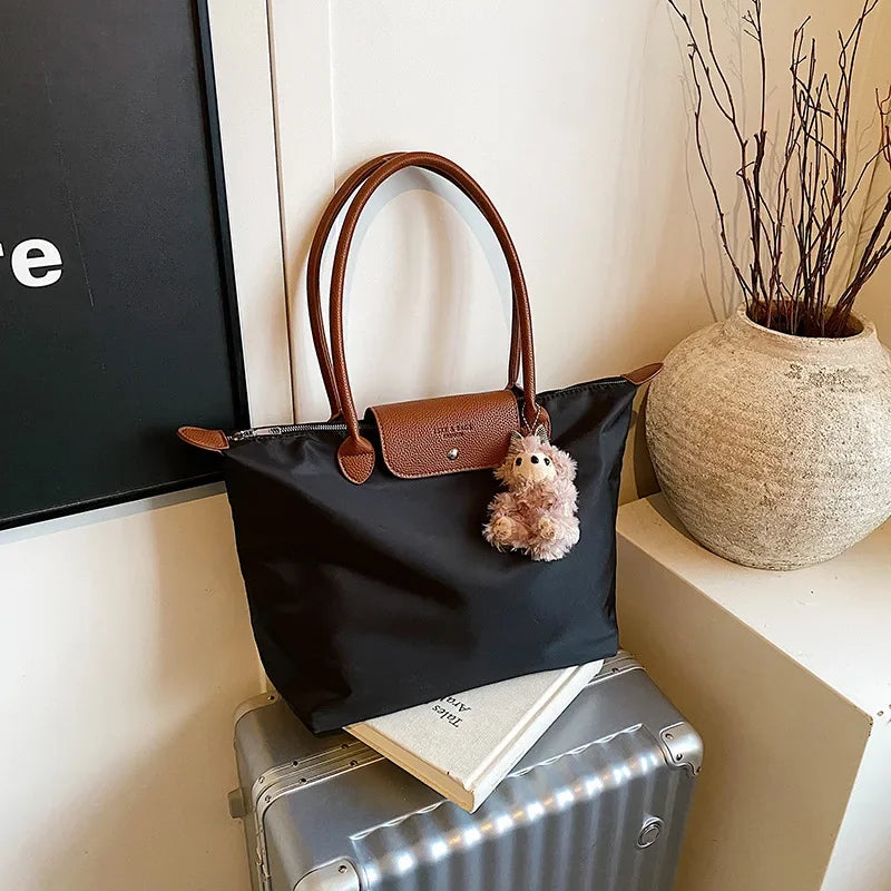 Eco-Friendly Dumpling Shape Tote Bag Versatile Ladies Handbag Single Shoulder Slant Cross Commuter Bag Soft Canvas Square Shape