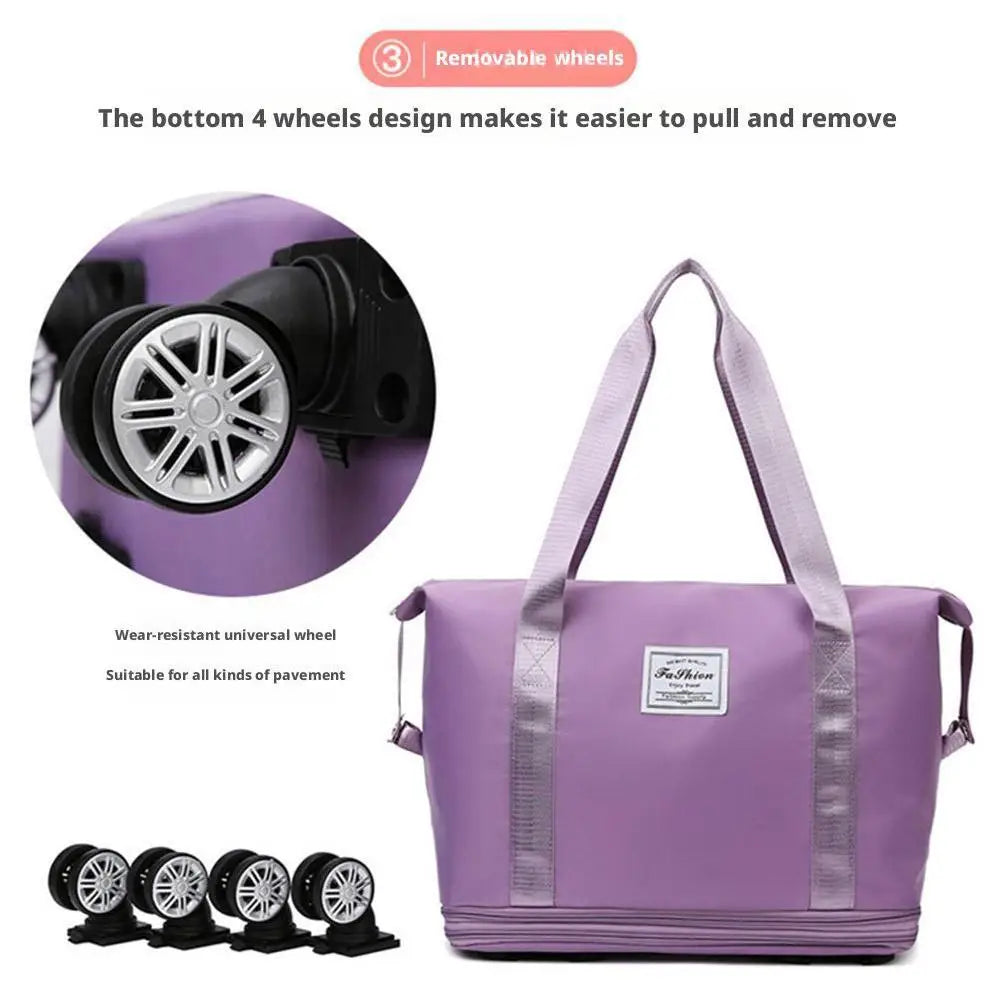 Travel Portable Large Capacity Detachable Universal Wheel Storage Bag Check-In Bag with Wheel Double Layer Carry-On Bag