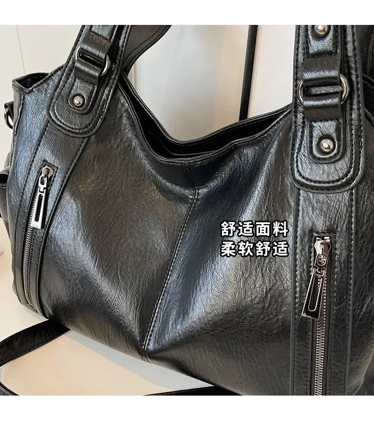 Soft Interior Compartment Shoulder Bags 2024 High Quality Contrasting Colors Bags for Women Fashion Zipper Pu Women's Handbags