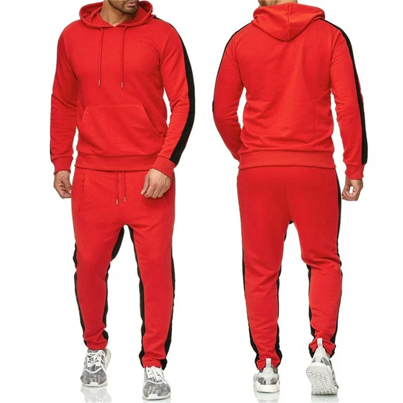 Men's 2 Piece Tracksuit Color Block Sweatsuit Stripes Casual Winter Long Sleeve Warm Moisture Wicking Breathable Sportswear Suit