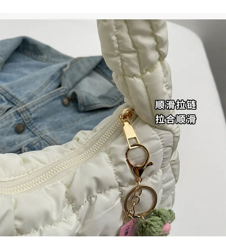 Women's Bag Korean Version Sweet Girly Style Shoulder Bag Fashion Casual Bubble Dumpling Bag Fold Cloud Bag Fashion Exquisite