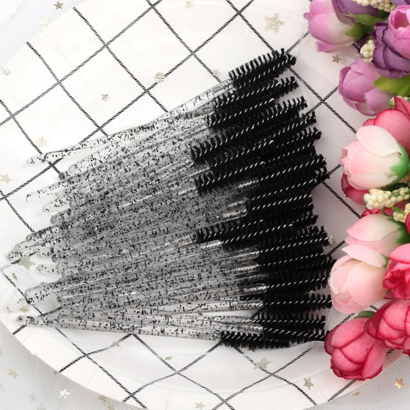 YSDO Good Quality 5/50 Pcs Crystal Eyelash Makeup Brushes Diamond Handle Mascara Wands Eyelash Extension Tools