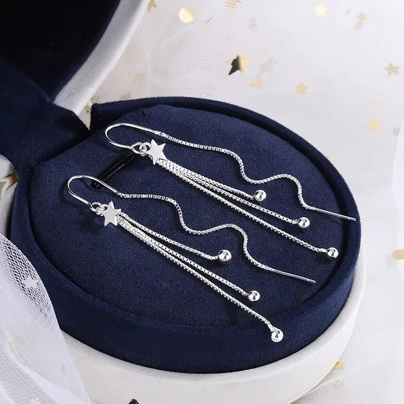 European and American Black Drop Tassel Long Earrings 2025 New Fashion Party Luxury Accessories For Womens Temperament Jewelry