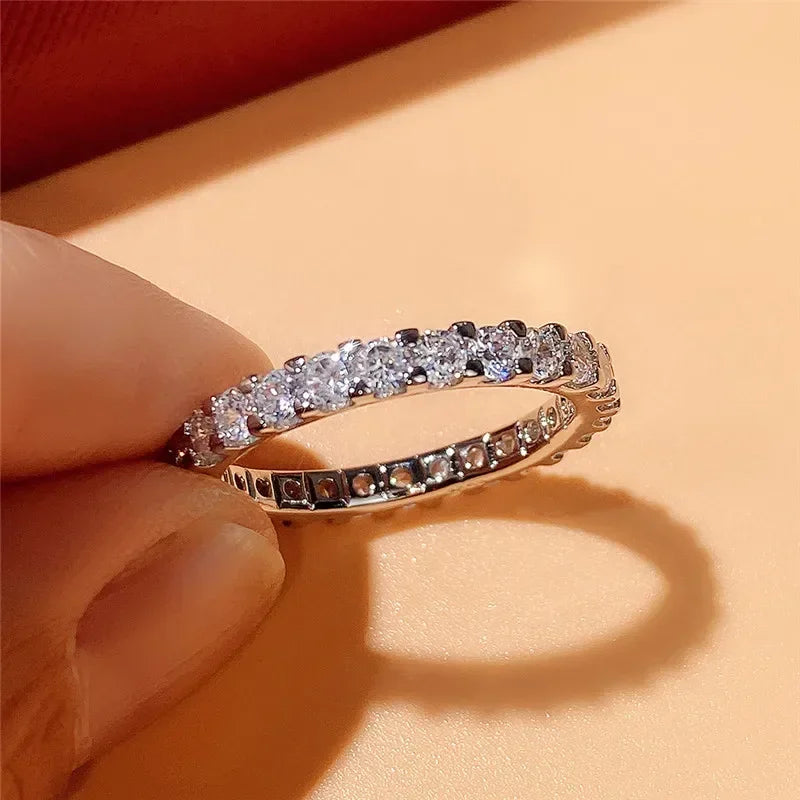 2025 New Starry Sky Full Circle Zircon Women's Ring, Paired with Sparkling Light Luxury Fashion Jewelry Accessories