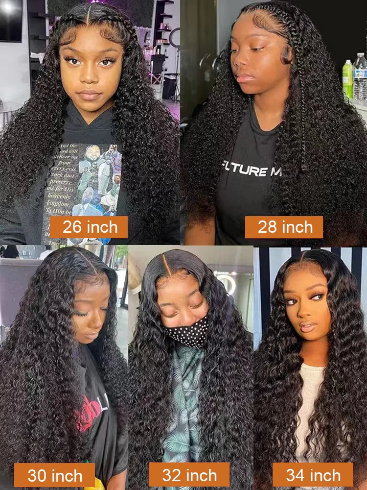 Deep Wave Frontal Wig Human Hair 13x4 Curly Human Hair Wig Transparent  Lace Wig 13x6 Water Wave Wigs 180 Density