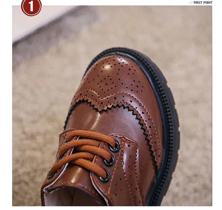 Boys Formal Shoes Girls Leather Shoes Black for School Party Wedding Lace-up Kids Oxfords Classic Fashion Soft 26-36 Breathable