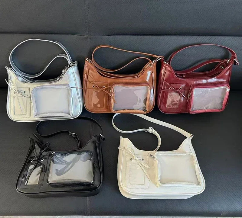 Y2k Harajuku Shoulder Bag Women Korean Transparent Ita Bag School Crossbody Bag Female Japanese Designer Preppy Handbag Purse