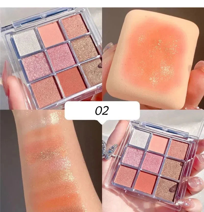 9 Colors Chocolate Eye Shadow Palette Pearly Matte Earth Color Eyeshadow Pallete Shiny Sequins Eye Pigments Lasting Makeup