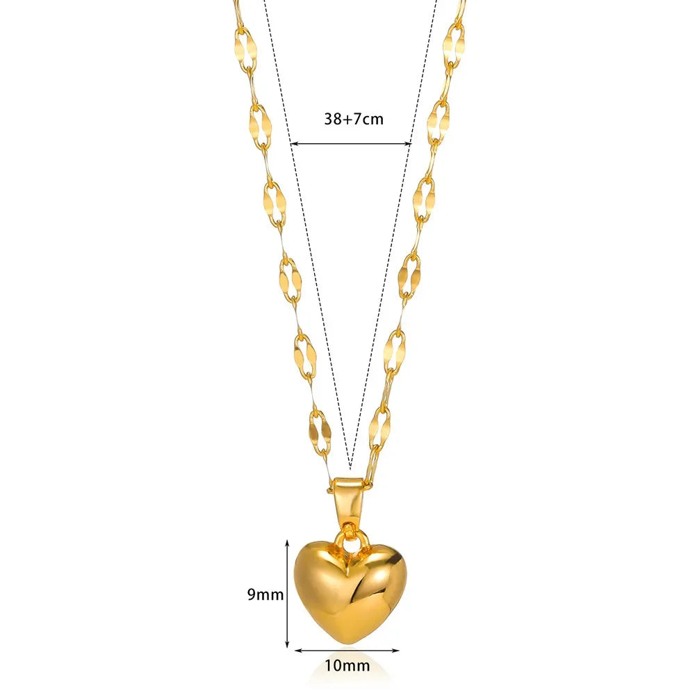 Stainless Steel Love Heart Necklace For Women 2025 New Trendy Lip Chain Simple Pendant Necklace Jewelry Gift