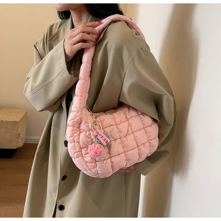 Women's Bag Korean Version Sweet Girly Style Shoulder Bag Fashion Casual Bubble Dumpling Bag Fold Cloud Bag Fashion Exquisite
