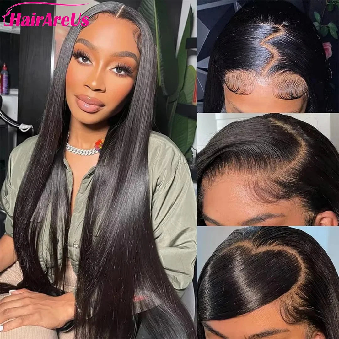 5x7 Glueless 100% Human Hair 13x6 Bone Straight Lace Front Human Hair Wigs 36 Inch 13x6 HD Lace Frontal Wig for Women PrePlucked