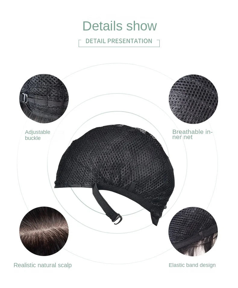 Black Synthetic Wig Shoulder Length Bob Wig For Women In The Middle Part of The Straight Hair Natural Heat-Resistant Head Cover