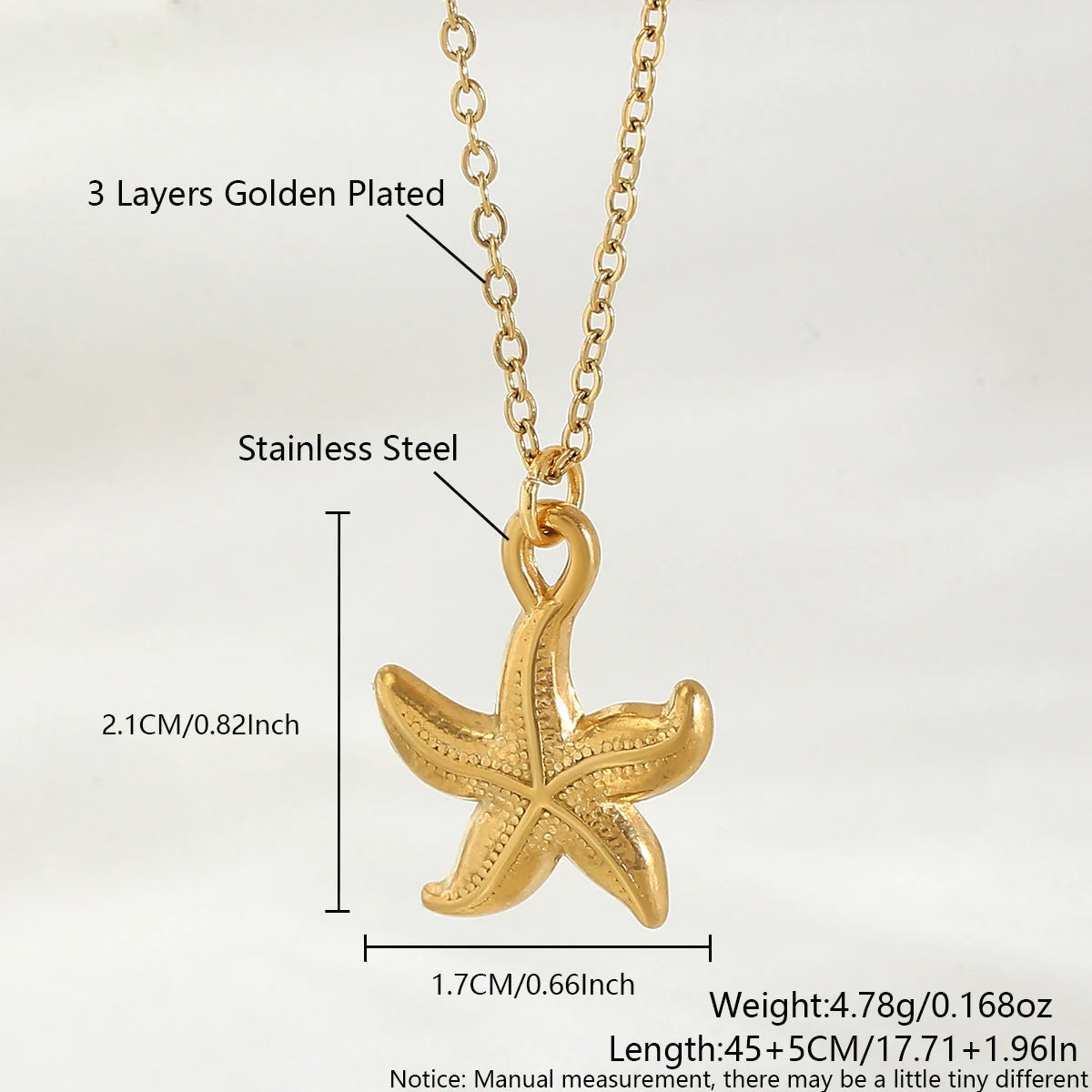 Summer Women's Starfish Conch Shell Necklace Fashion Stainless Steel Gold/Silver Color Crab Turtle Choker Beach Jewelry Gifts