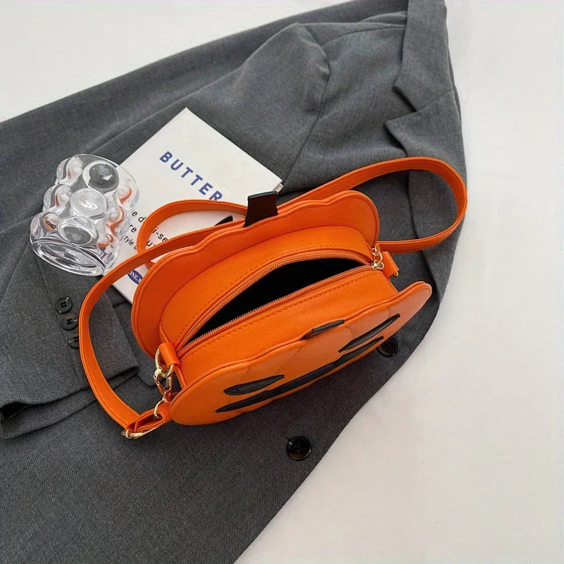 Enchanting Halloween Pumpkin Bag Devilish Style with Ghost Skull Accent Fashion Purse for Women & Girls