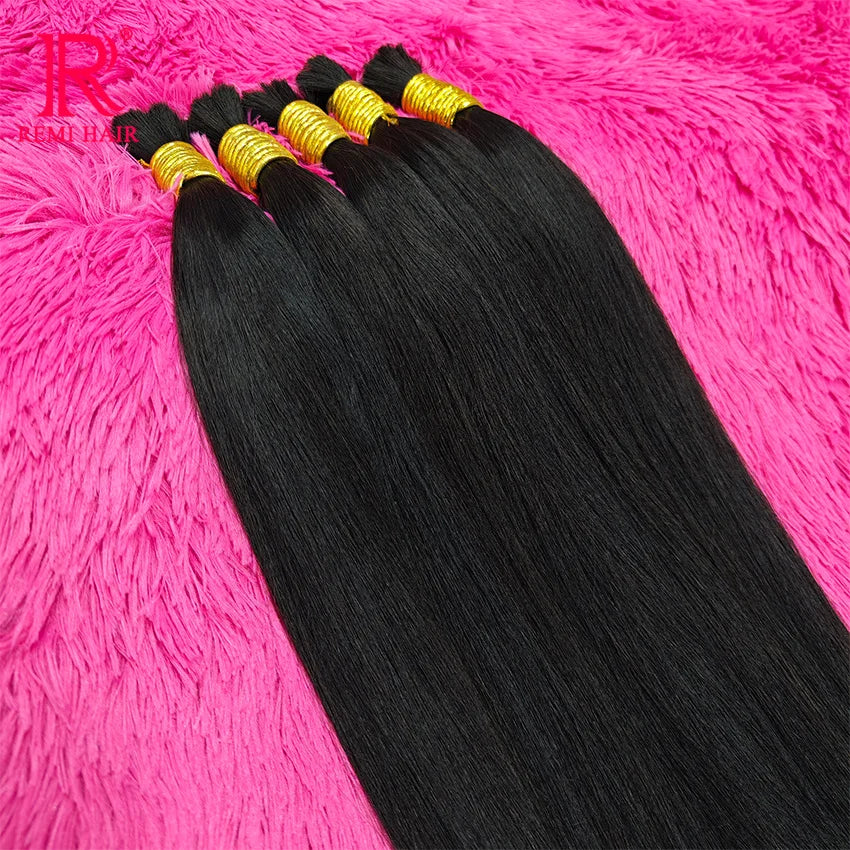 100% Real Human Hair Bulk Good Quality Straight Natural Hair Weaving No Weft Indian Hair Extension Human Hair Braiding For Women