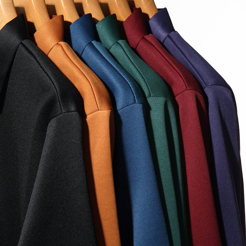 New T Shirt Zipper Polo Shirt Male Fashion Turn-Down Collar Long Sleeve Business Men Clothes