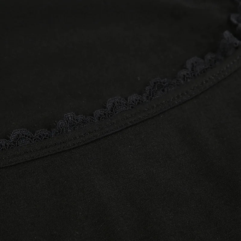 2000s Graphic T Shirt Vintage Fairy Grunge Women Autumn Lace Trim Long Sleeve Slim Fits Tops y2k Clothes Basic Harajuku Tees