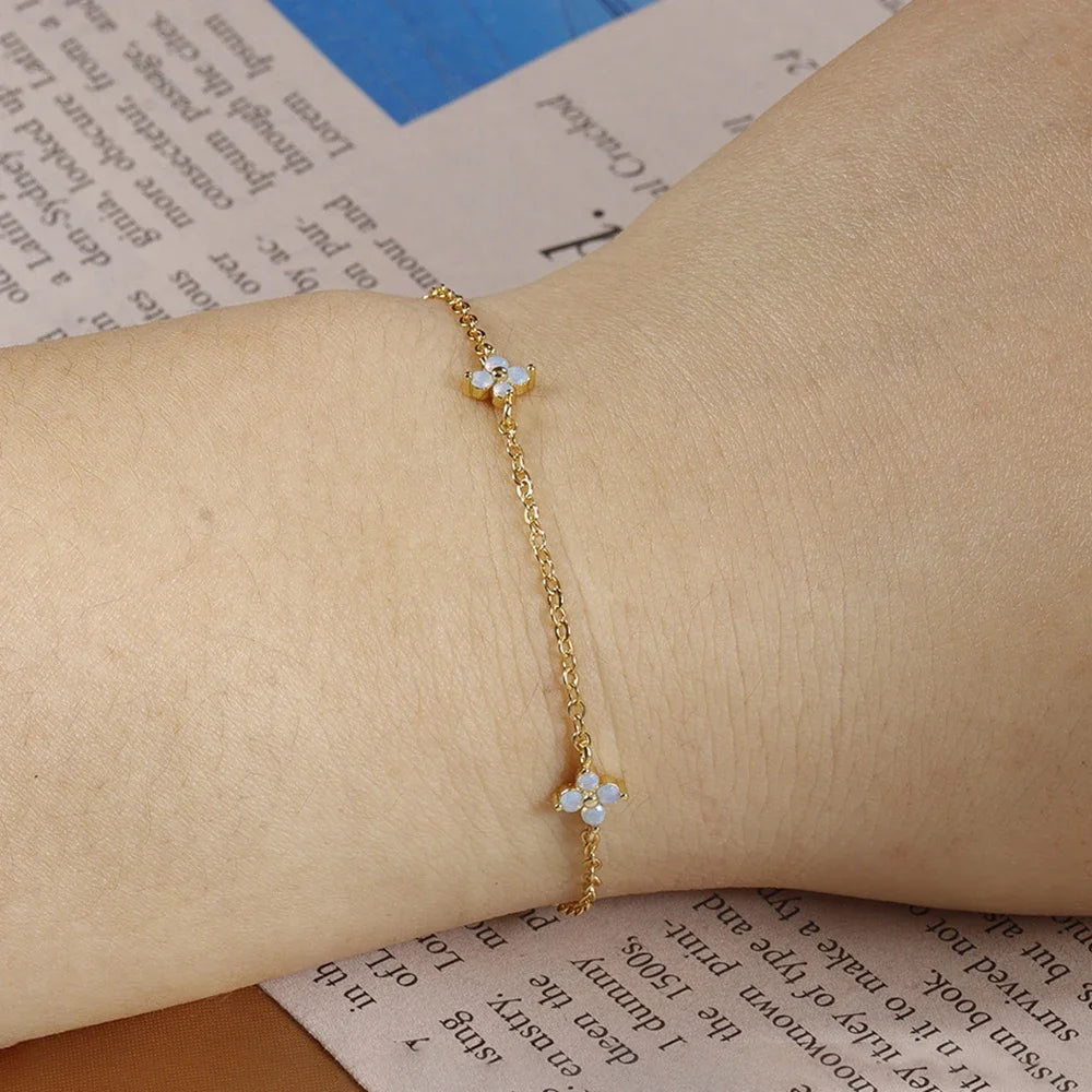 925 Silver Plated Four-leaf Flower Zircon Chain Necklace for Women Luxury Collar Charm Necklaces 2025 Trend Jewelry