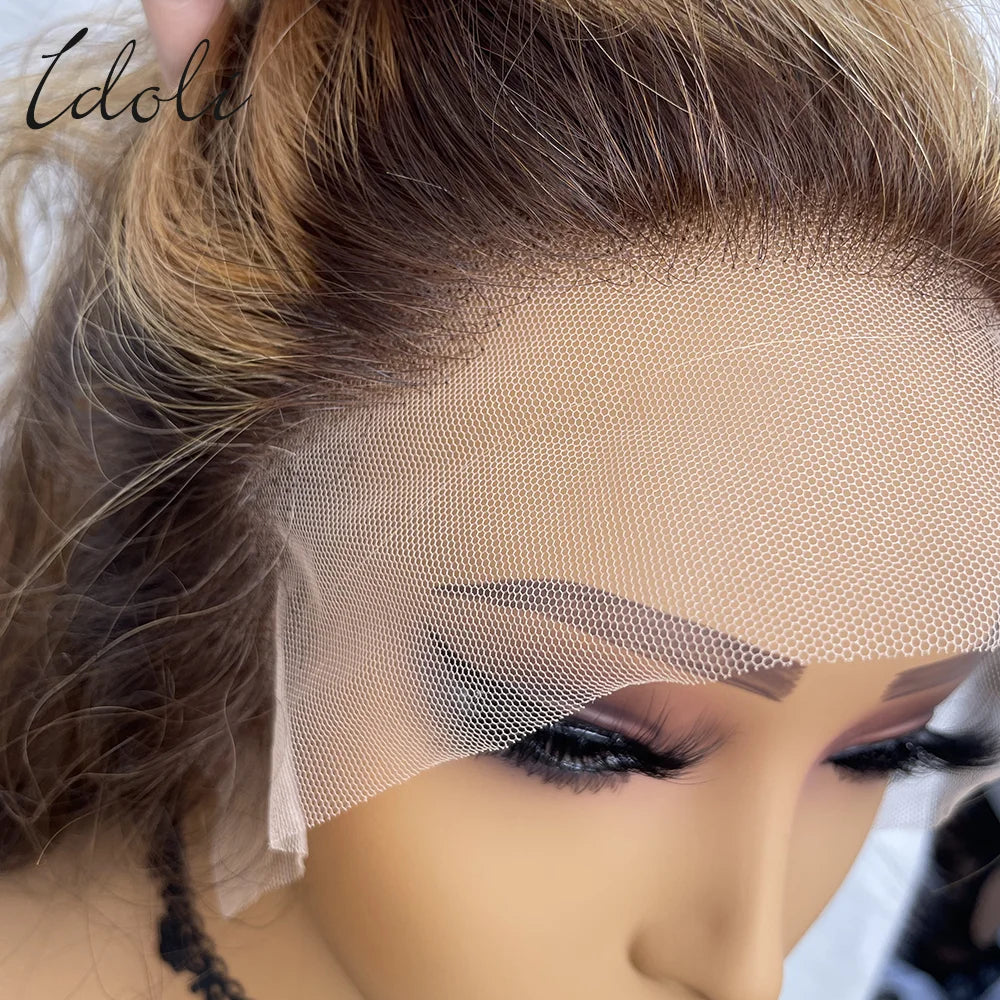 Highlight Wig Human Hair Body Wave Lace Frontal Wigs Colored 13x4 Lace Frontal Wig P4/27 Ombre Honey Blond Lace Front Human Hair