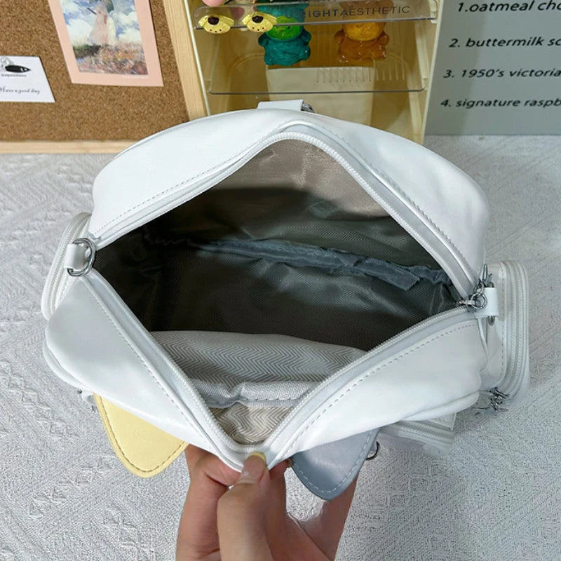 Women's Fashion Backpacks Y2K Korean Japan Kawaii Cat Ita Bag PU Cute Girls Transparent Pocket Aesthetic Shoulder Crossbody Bags