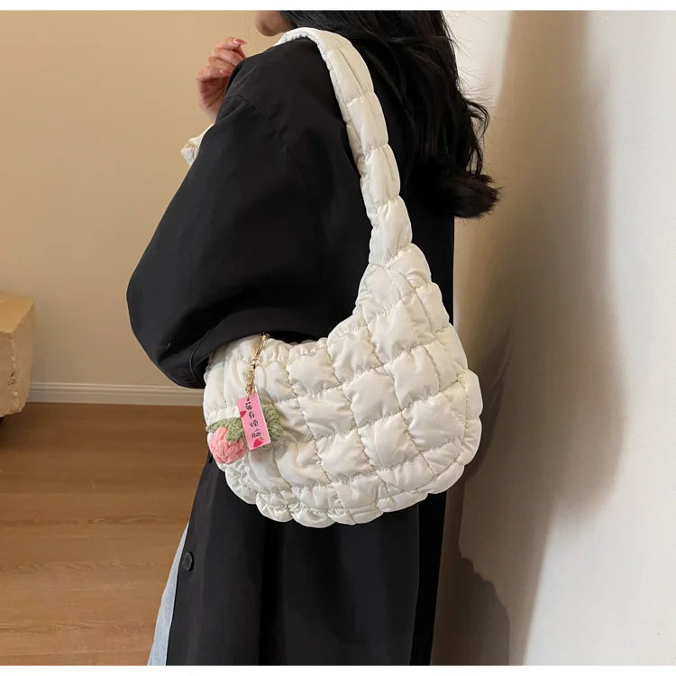 Women's Bag Korean Version Sweet Girly Style Shoulder Bag Fashion Casual Bubble Dumpling Bag Fold Cloud Bag Fashion Exquisite