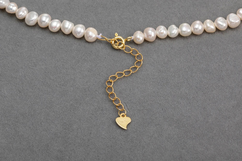 4-5mm Baroque Freshwater Pearl Necklaces with 5cm Extend Chain 925 Sterling Silver 38 45 50cm Necklaces Jewelry Gift 2025 New