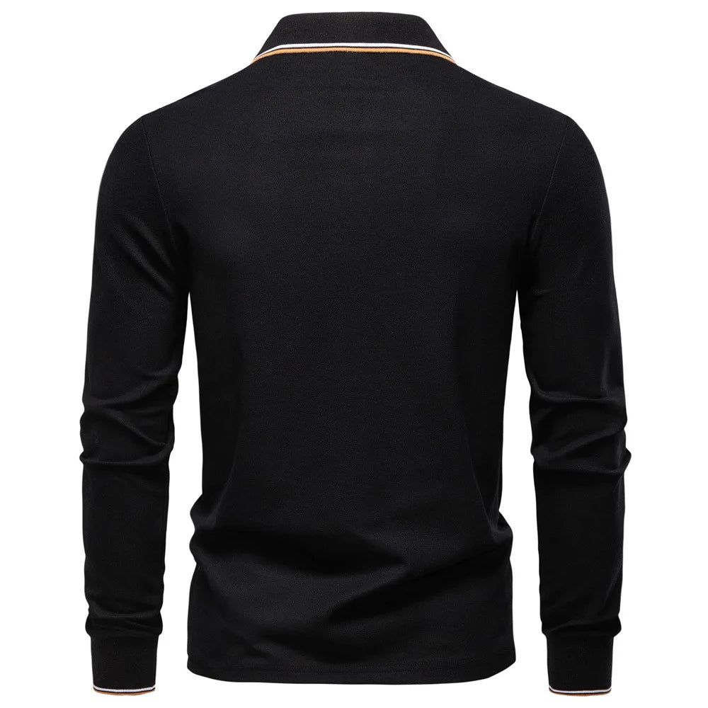 2025 New Men's Polo Shirts for Men Cotton Solid Color Long Sleeve Lapel Polo Desinger High Quality Male T-Shirt Dropshipping