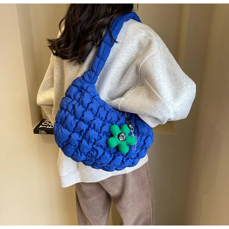 Women's Bag Korean Version Sweet Girly Style Shoulder Bag Fashion Casual Bubble Dumpling Bag Fold Cloud Bag Fashion Exquisite