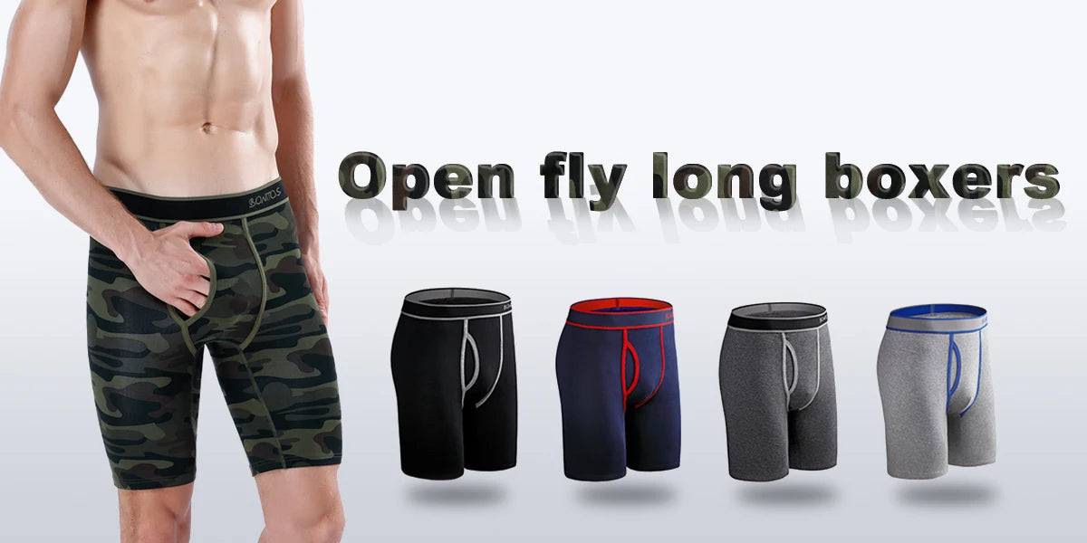 4pcs long boxers for men underwear plus size Men's panties sexy long leg underpants cotton Mens boxer shorts fashion male Trunk