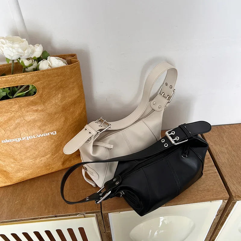 Y2K  Style Shoulder Bag Shoulder Purse For Girls Street Wear For Women Trendy Motorcycle Handbag Minimalist