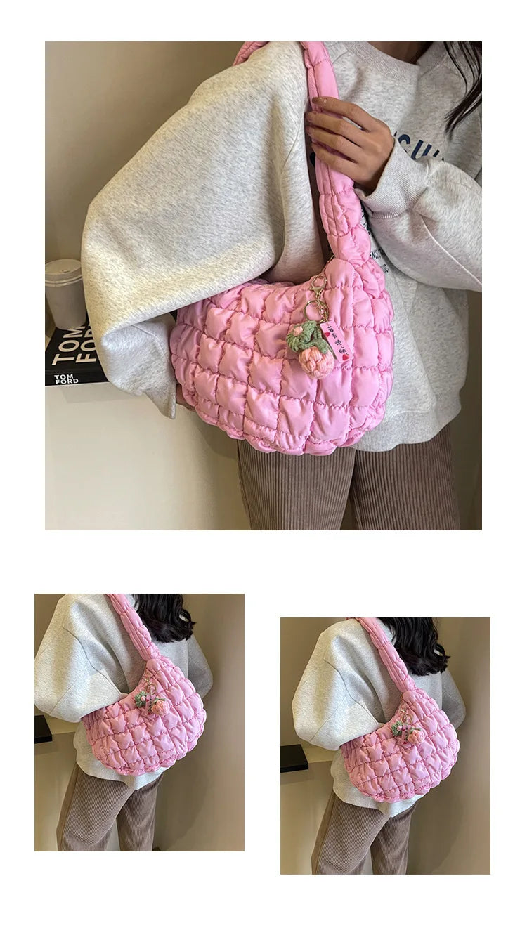 Women's Bag Korean Version Sweet Girly Style Shoulder Bag Fashion Casual Bubble Dumpling Bag Fold Cloud Bag Fashion Exquisite
