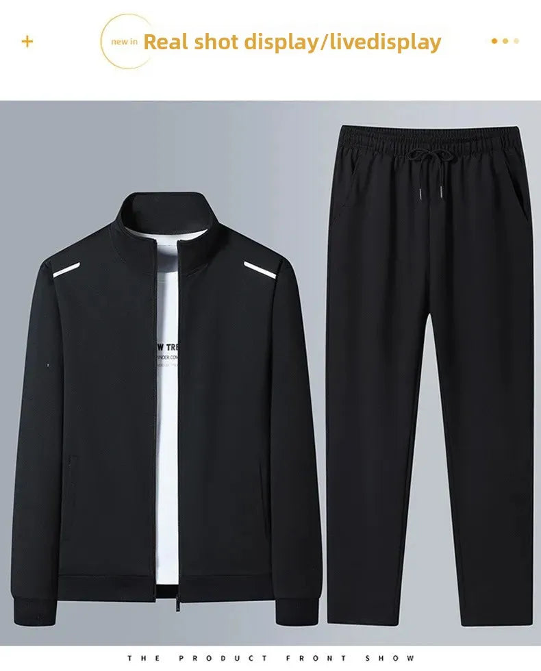 Casual Sportswear Set for Middle-Aged And Elderly Men Spring Autumn New Style Two-Piece Suit Dad Clothes Comfortable Fitness Out