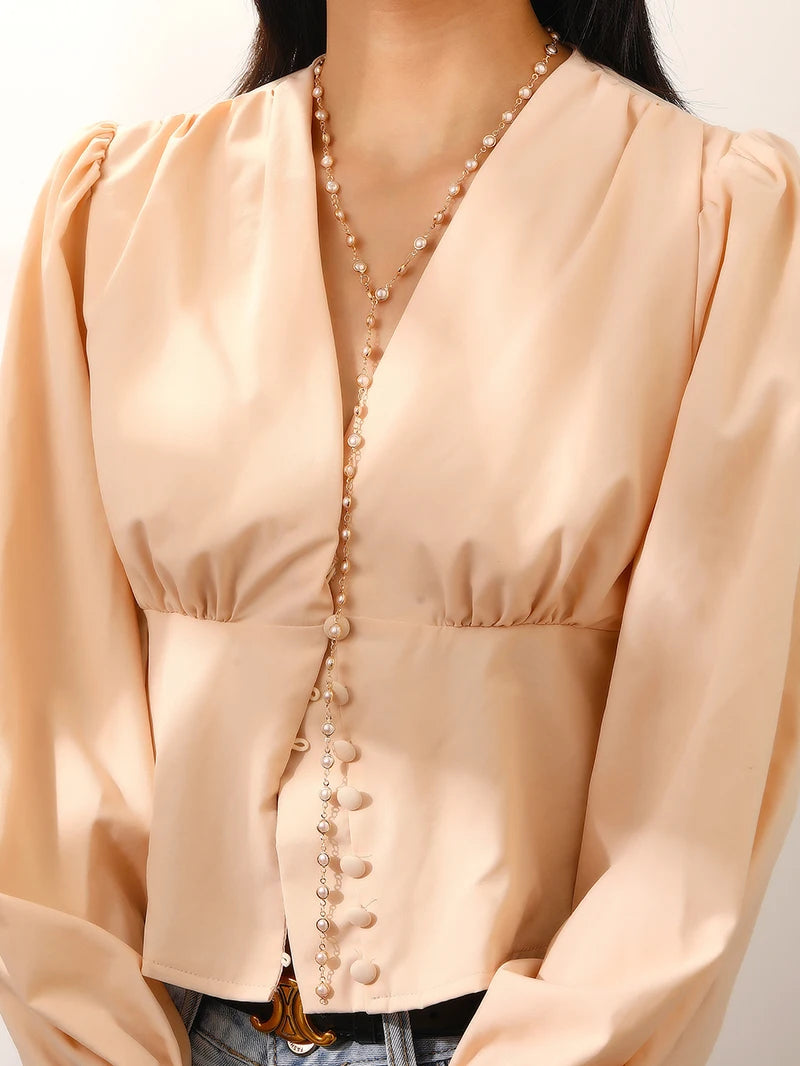 2025 New French Retro Pearl Long Chain Tassel Necklace Ladies Gentle Trend Elegant Holiday Accessories Y2K Simple Jewelry 80Cm