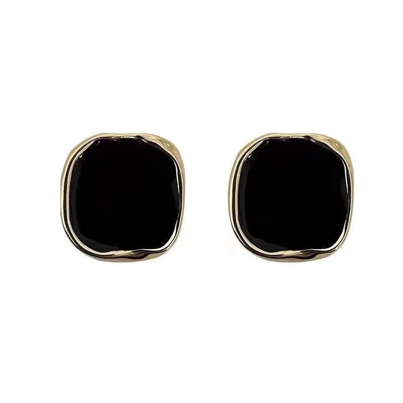 Square Black Color Korean Style Stud Earrings for Women 2025 New Fashion Metal Geometric Temperament Earring  Jewelry Gifts