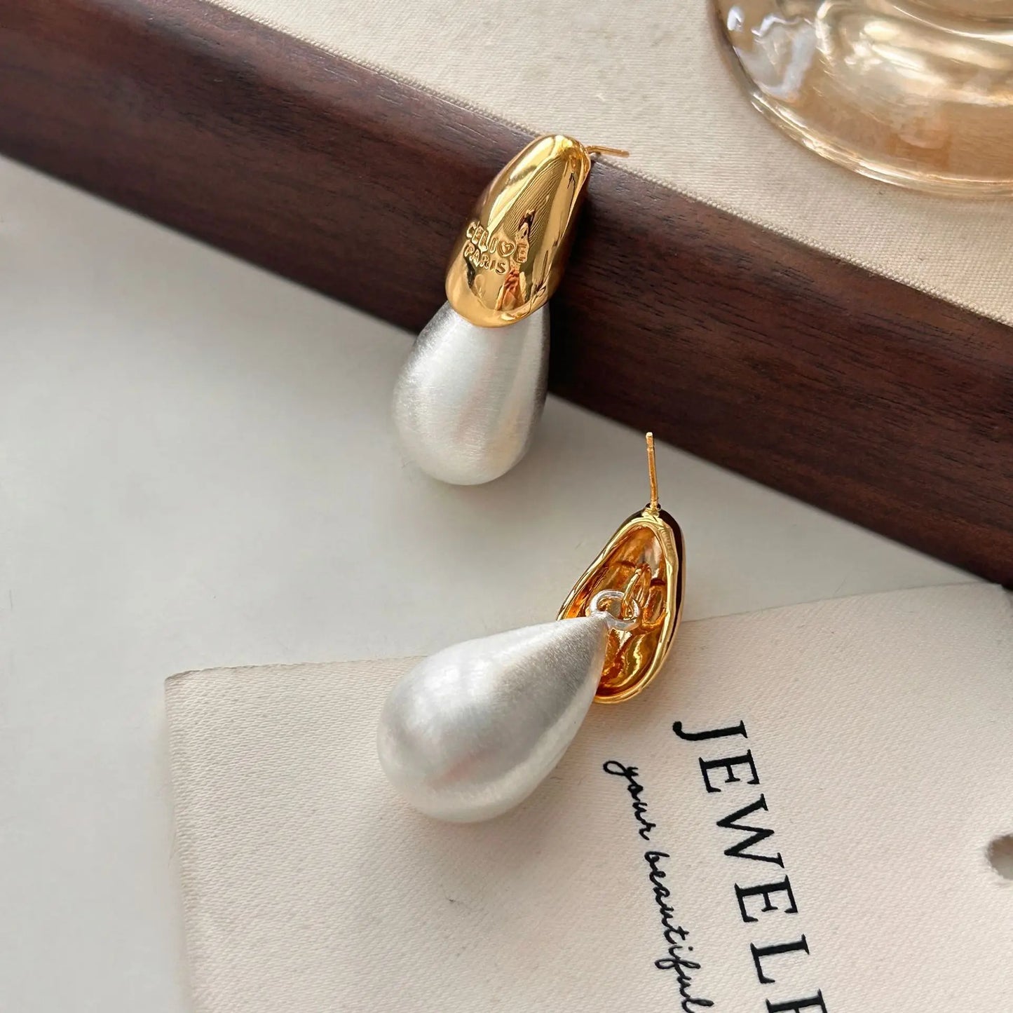 2025 New Water Drop Stud Earrings for Women Vintage Dome Copper Gold Plated Ceramic Metal Women's Earring Teardrop Ear Cuff Girl