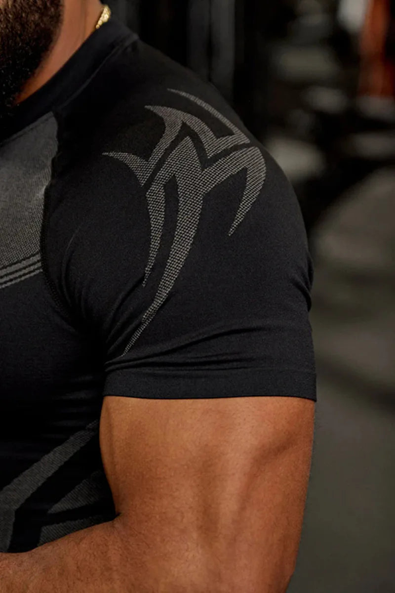 Men Short Sleeve 2025 Spring Autumn New StyleFitness Clothes Quick Drying Breathable Stretch Tight Fitting Clothing T-Shirt