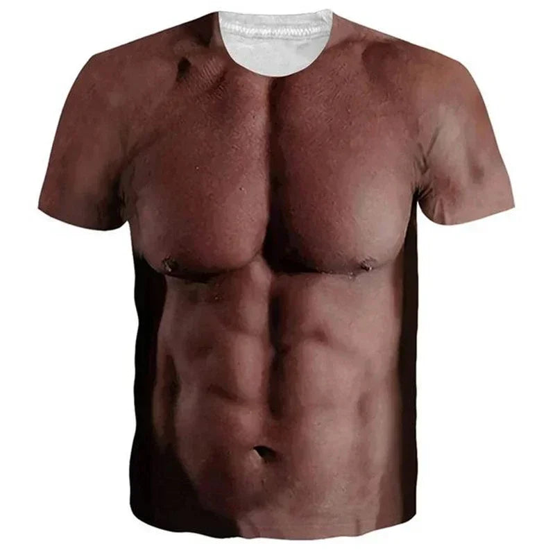 2025Funny Muscle Body 3D Printed T-shirt Mens Designer Clothes Streetwear Short Sleeve Top Tees Ugly Chest Hair T Shirt Clothing