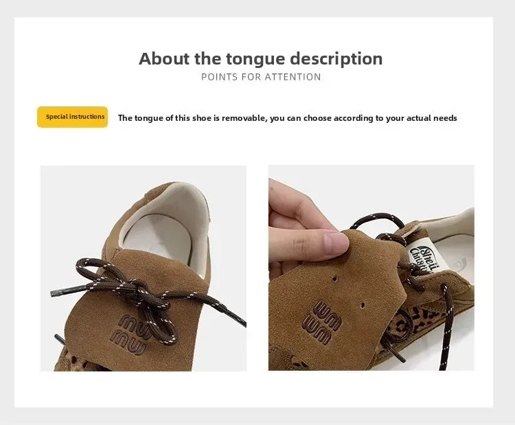 Sheii Retro Leopard Print Mink Casual Sport Flip Cover Deqin Shoes Women Board Shoes Comfortable Breathable Summer Sneakers