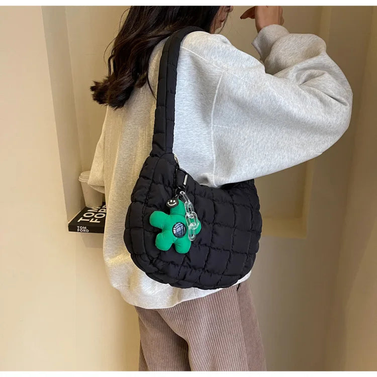 Women's Bag Korean Version Sweet Girly Style Shoulder Bag Fashion Casual Bubble Dumpling Bag Fold Cloud Bag Fashion Exquisite