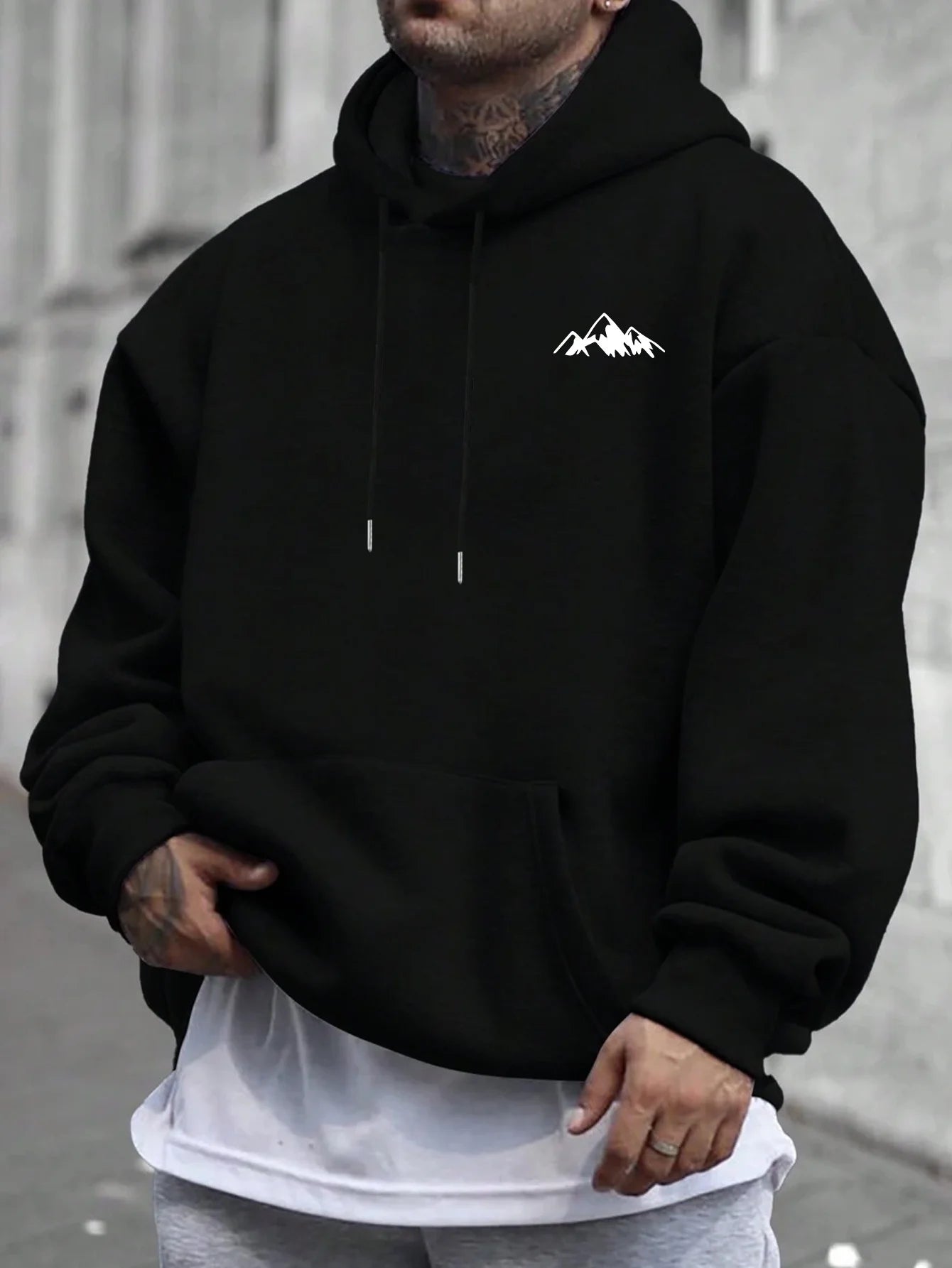 Men'S Casual Pink Hoodie with Fleece Lining Stylish Graphic Long Sleeve Regular Fit Casual Wear Hoodie Front Blend Hoodie