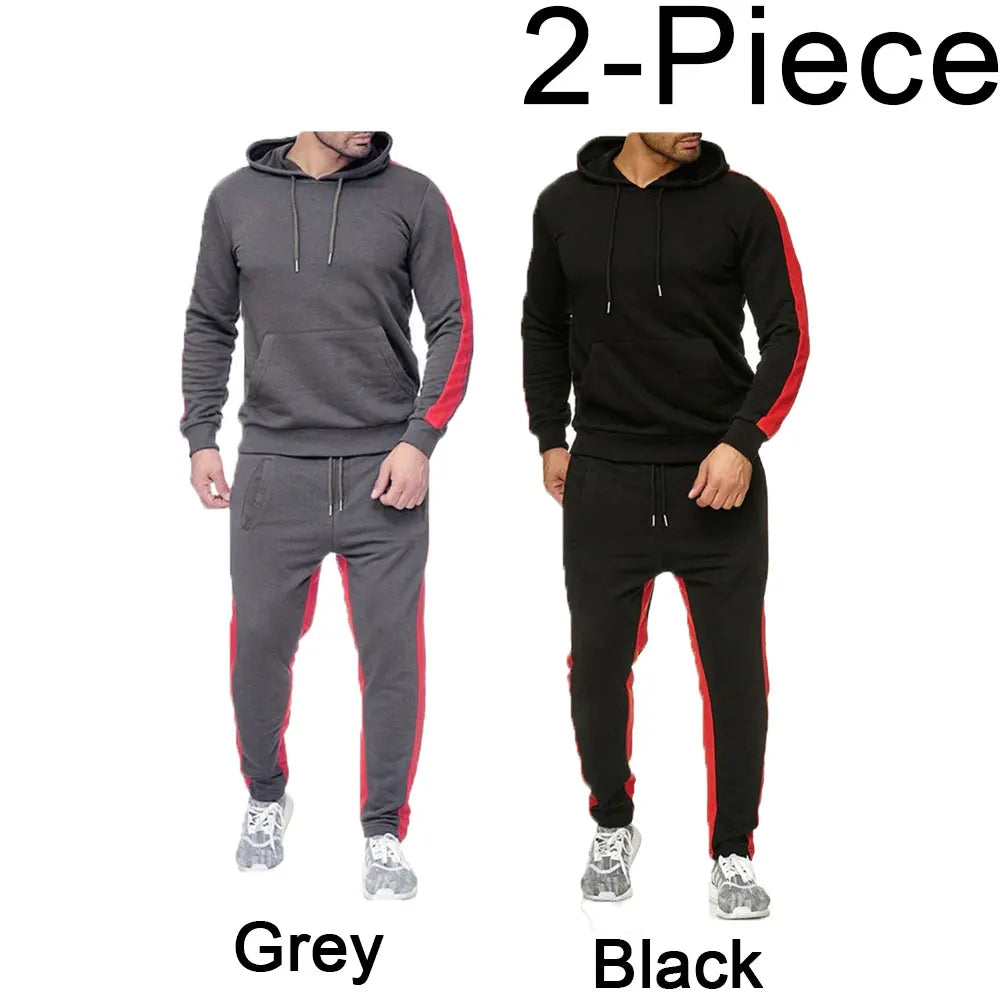 Men's 2 Piece Tracksuit Color Block Sweatsuit Stripes Casual Winter Long Sleeve Warm Moisture Wicking Breathable Sportswear Suit