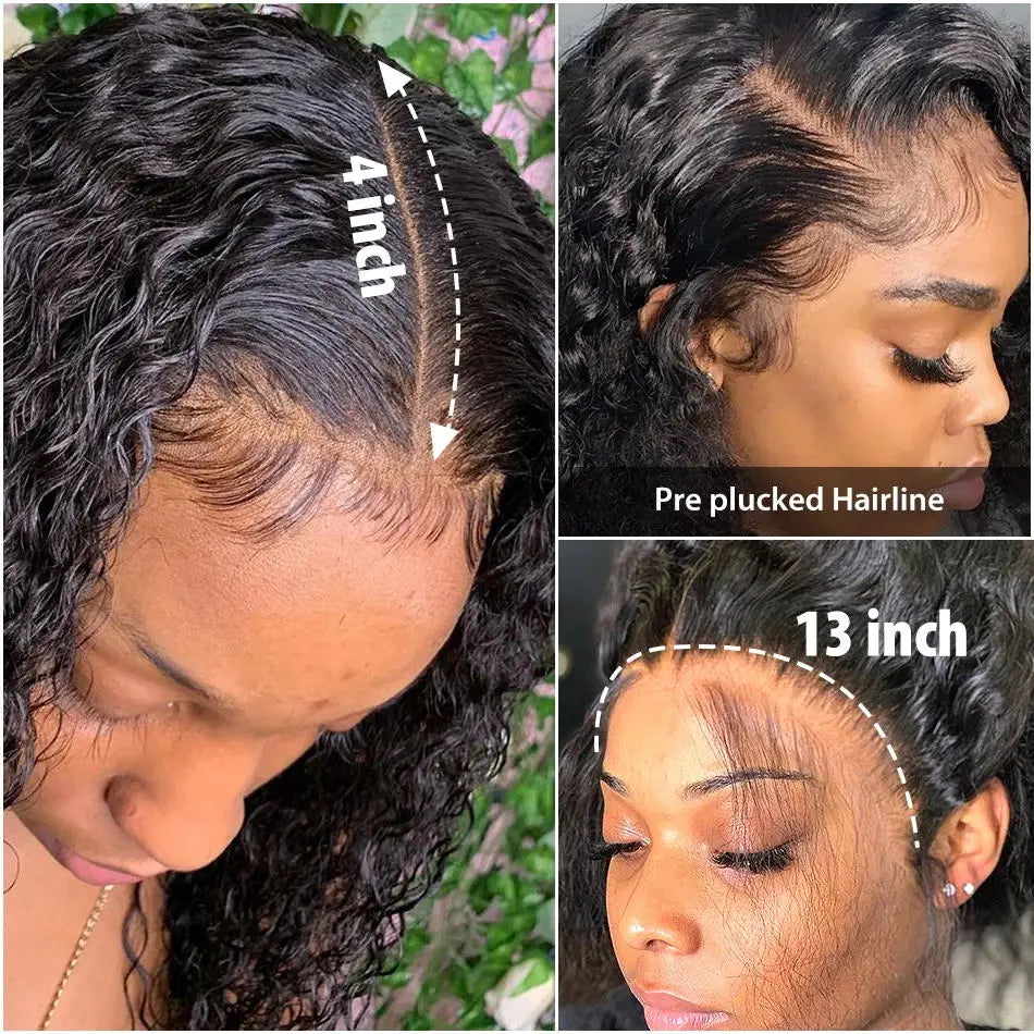 Kinky Curly 13x4 Lace Frontal Wig For Women 13x6 Glueless Human Hair Wigs Deep Water Wave Full Lace Front Wigs Ready to Wear Wig