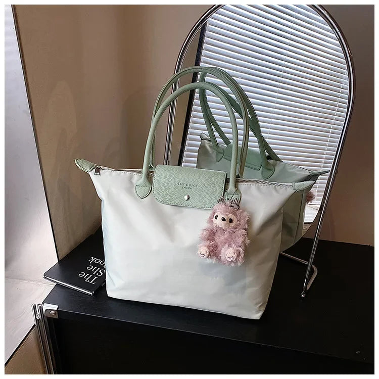 Eco-Friendly Dumpling Shape Tote Bag Versatile Ladies Handbag Single Shoulder Slant Cross Commuter Bag Soft Canvas Square Shape